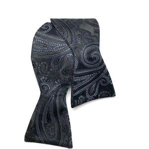 Stafford Black and Gray Paisley Adjustable Bow Tie